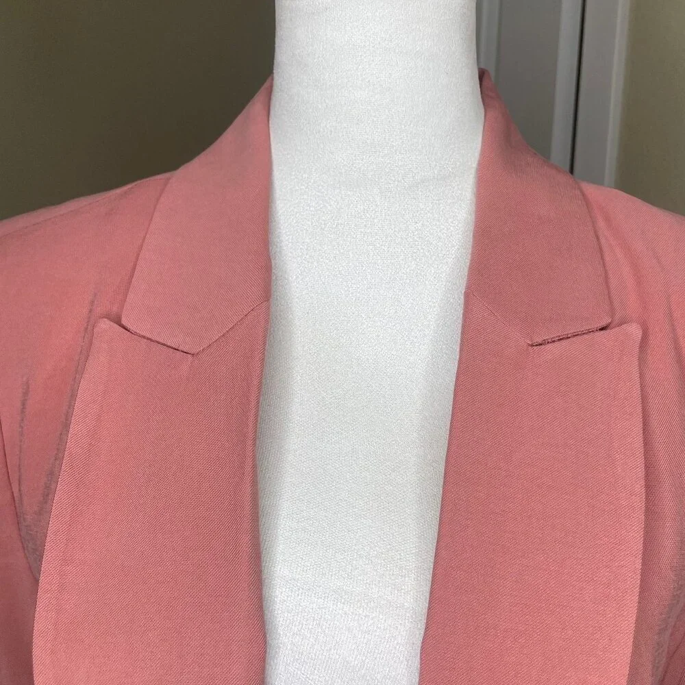SIMPLY VERA Vera Wang Coquette Pink Roll-Tab Open Front Relaxed Blazer L